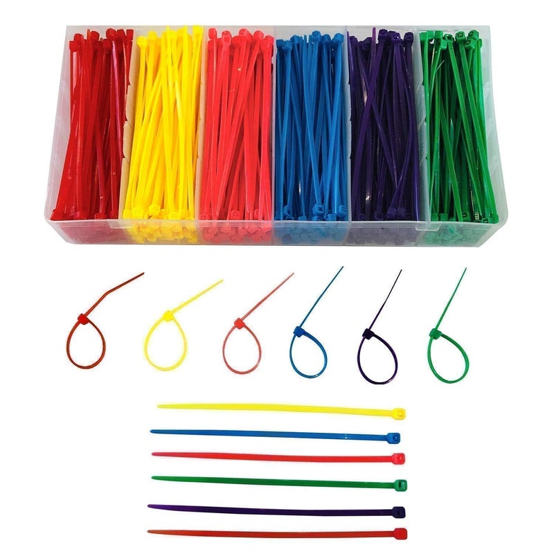 ELECALL Small 4 inch Multicolor [Zip Cable Tie]s 480pcs Assorted Color for Marking Chickens Legs or Deco Mesh Wreath Supplies Pink,Red, Purple, Yellow, Blue,Green - Image 1